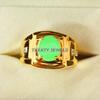 Jade Oval Cut With 925 Sterling Silver Gold Plated Ring For Men's #B142 JL375671581079
