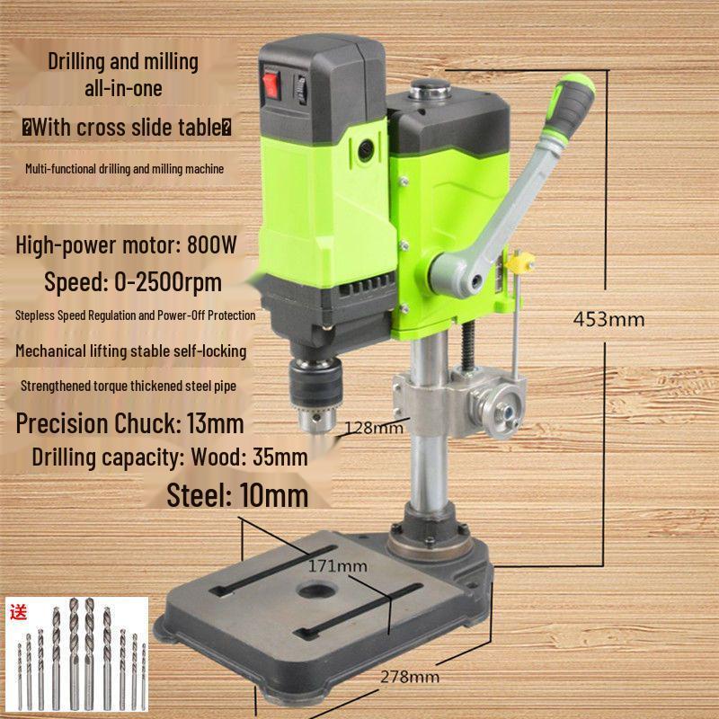 Multifunctional Desktop Electric Drill Press with Digital Display, 220V Industrial Grade Bench Drill for Household Use.
