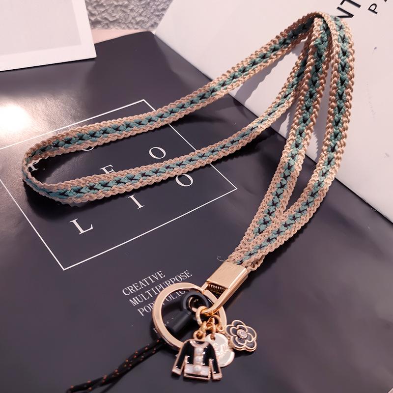 Mobile phone lanyard neck pendant women's hand-woven long non-neck pendant sling keychain anti-lost rope