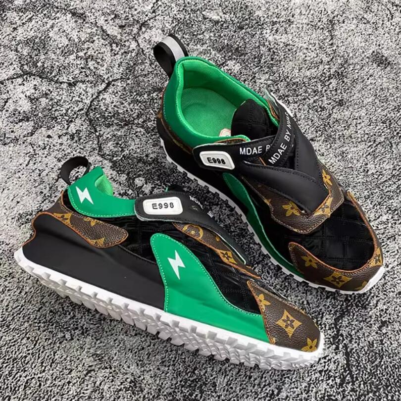 

High-end and stylish men s shoes, national trend retro printed dad shoes, niche Forrest Gump casual sports 8 44 чёрный