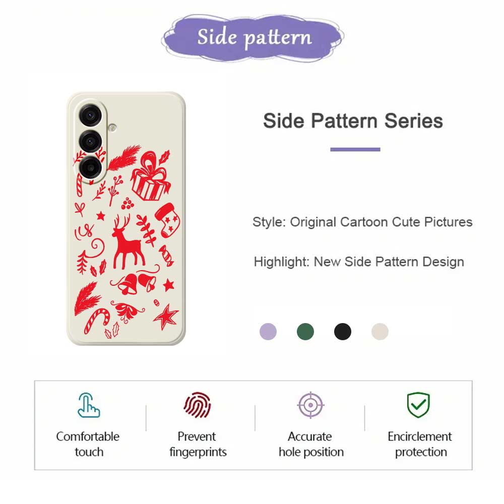 Für Samsung Galaxy A17 5G Hülle Handgezeichnetes Weihnachtsmuster Druck Gerader Rand TPU Handy Rückseite