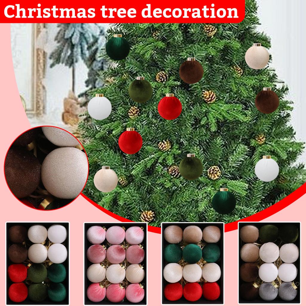 8cm*8cm Christmas Velvet Christmas Balls, Christmas Tree Decorations, Window Displays