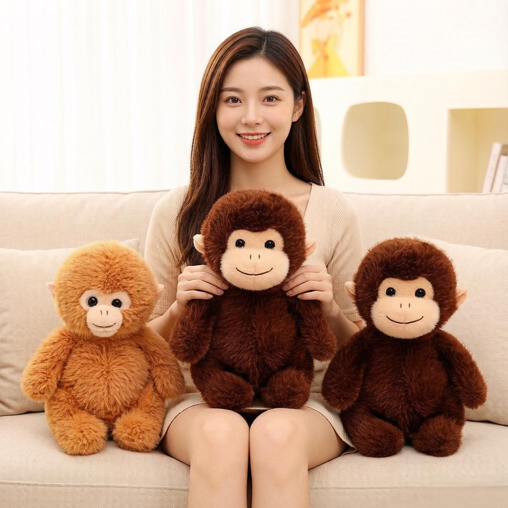 Favorite Toy Unisex Golden 25/35Cm Monkey Macaque Plush Doll Stuffed Fluffy Soft Wild Zoo Animal Plushie Sleeping Companion Gift