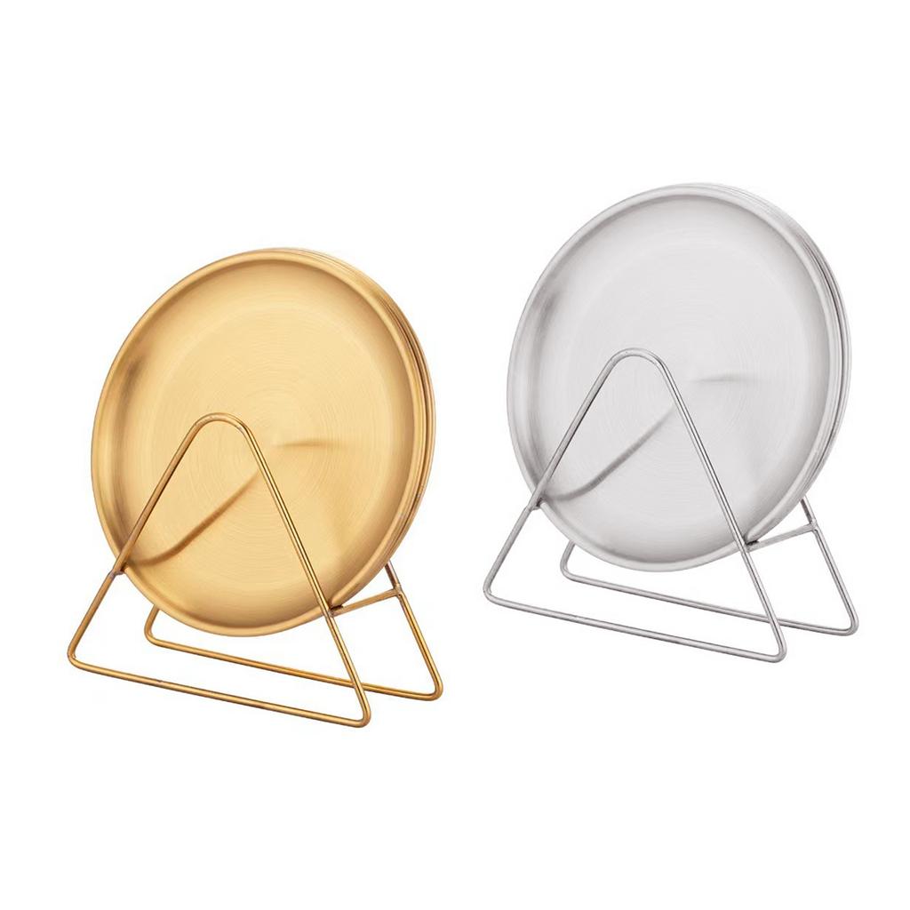 Fruit Cake Dish Round Plate Stainless Steel Spit Bone Dish Dining Table Garbage Plate Household Snacks Fruit Plate