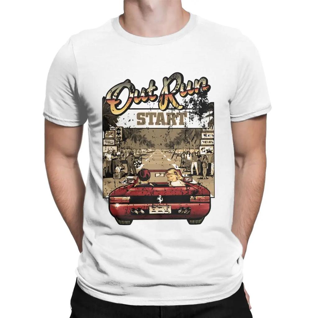 Out Run Video Game Retro Gaming Design clothing Pure Cotton Casual T-Shirts Round Neck Short Sleeve Clothes Birthday Gift