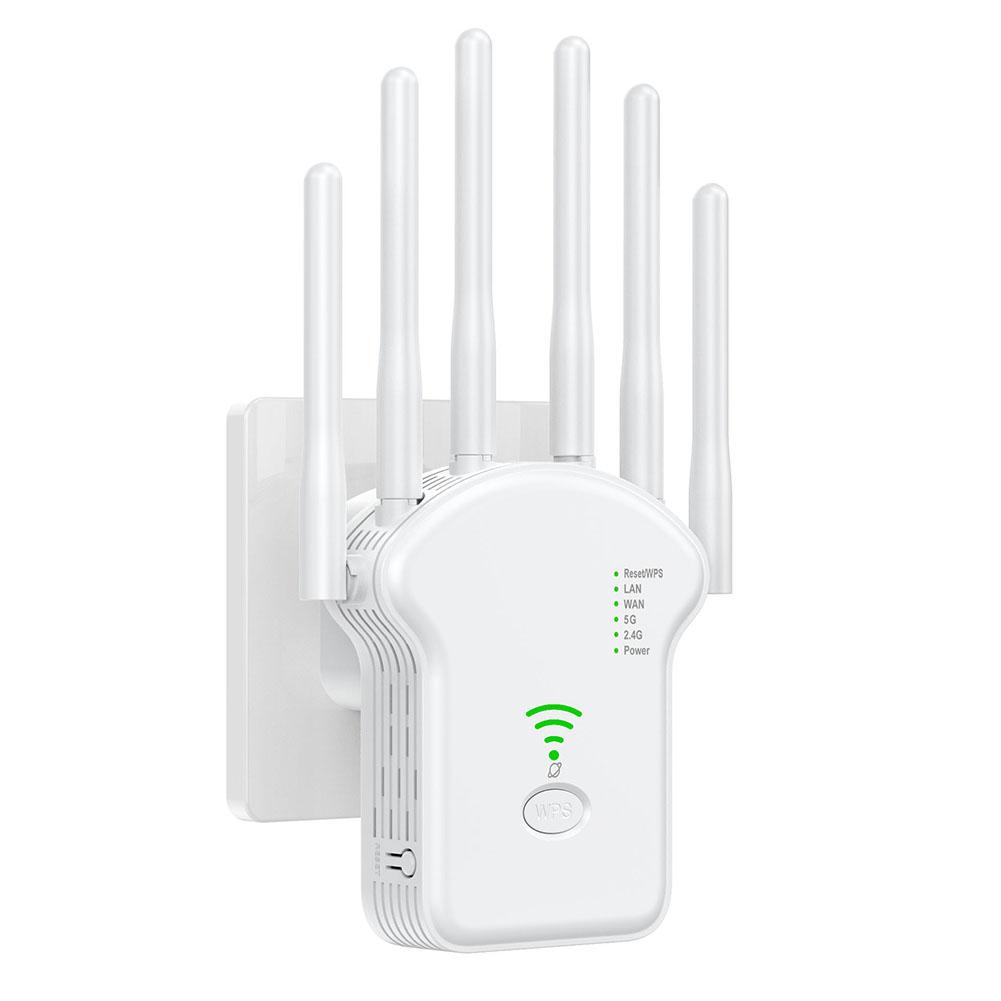 300Mbps/1200Mbps WiFi Signal Repeater Dual-Band 2.4G 5G Antenna Network Amplifier with LAN/WAN Port WPS Router for Home Office