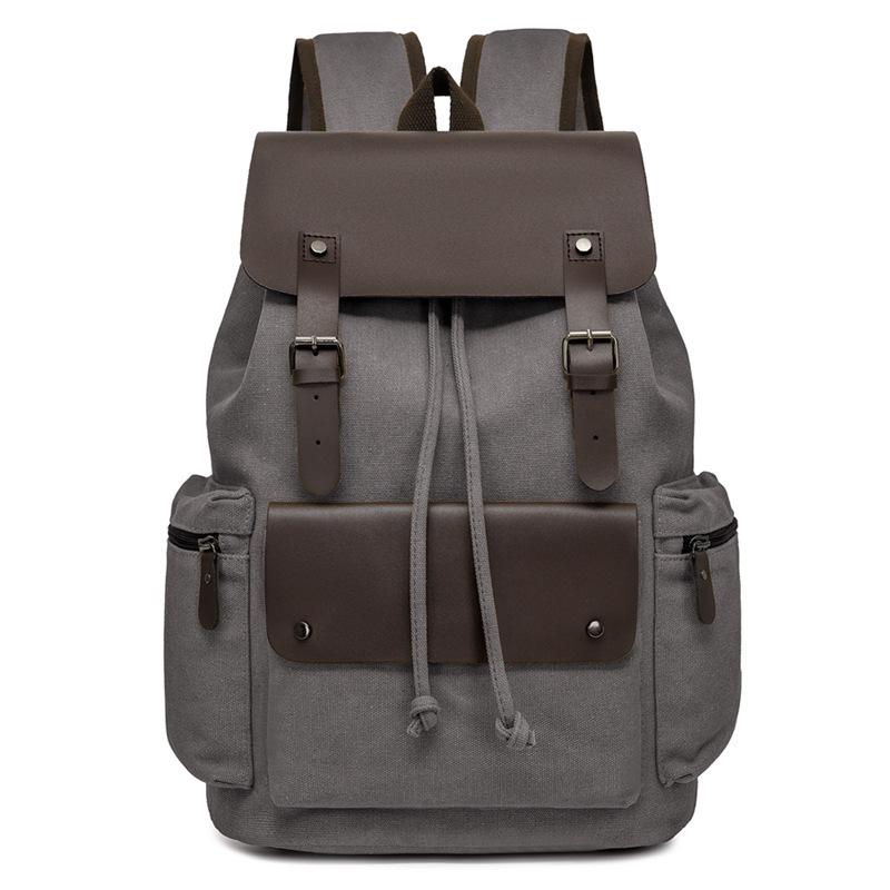 Vintage Canvas Backpack: Large Capacity, Travel & Laptop Bag with Drawstring Flap for Men