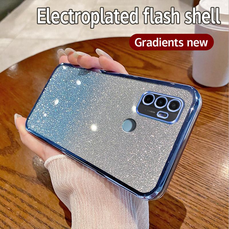 For OPPO A53 2020 Case OPPO A53S A11S A33 2020 Phone Case Shiny Glitter Plating Silicone Camera Lens Soft Back Cover