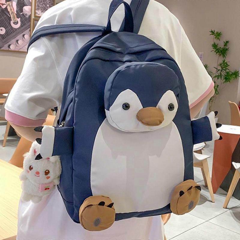 School Backpack Casual Nylon School Bag for Women Men Cute Cartoon Laptop Backpack Female Book Bag Student Bags  Pink