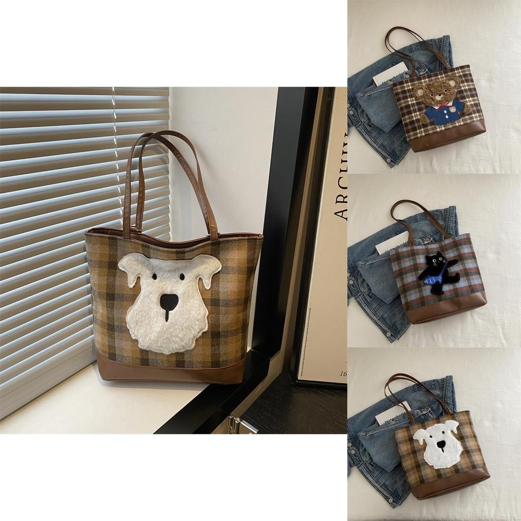 Fashionable Korean Style Tote Bag For Women With Cute Dog And Cat Patterns For Daily Use