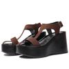 Womens Platform Sandals Black Wedges High Heels Open Toe Punk Gothic Sandals Summer Comfortable Thick Bottom Casual Women Shoes