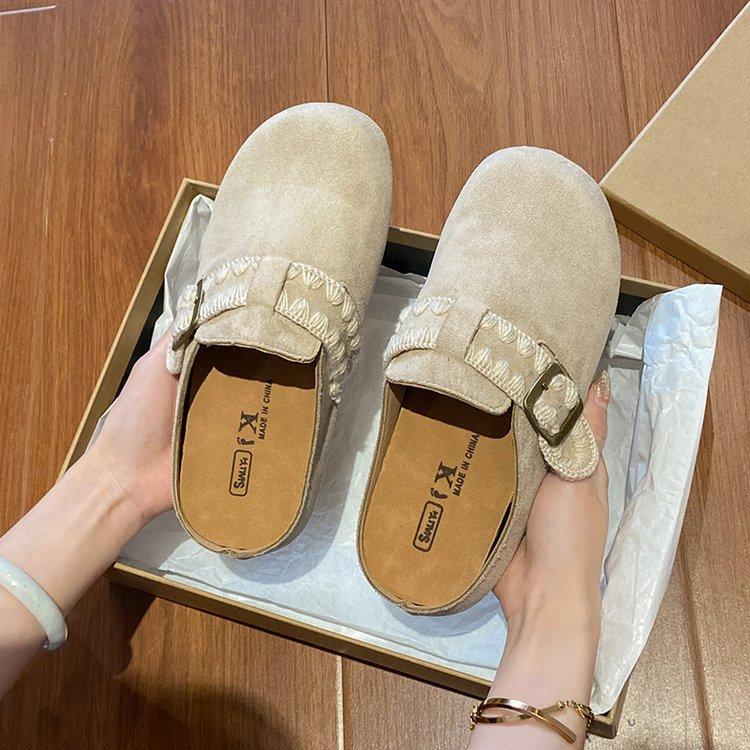 

[youshilai] женские ленивые туфли на толстой подошве с одной педалью, весна 2025, новые, для улицы, с сумкой, с закрытым носком, полушлепанцы для женщин 40