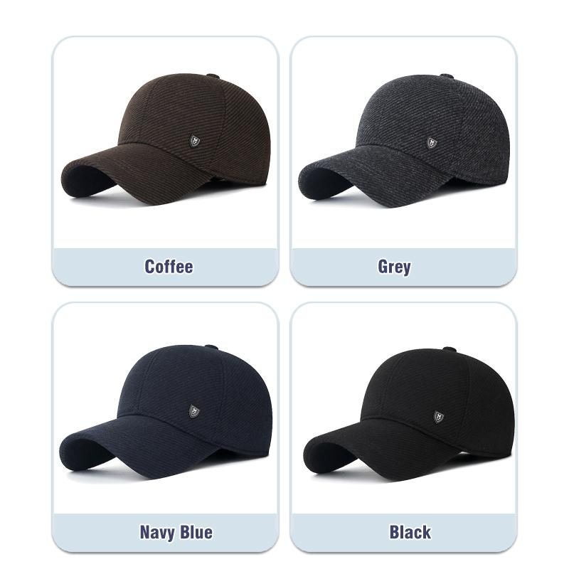 Mens Winter Baseball Cap with Ear Flaps, Baseball Winter Hats with Ear Flaps for Men Outdoor Walk Running  Adjustable Size