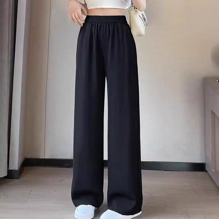 Women s High-Waisted Wide-Leg Black Pants - Casual, Versatile, Slimming Fit XL 58-65 kg