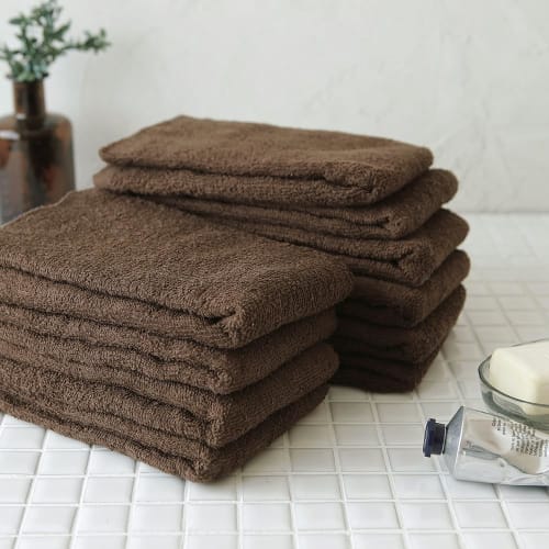 GamachaTowel Face Towels, 22 Colors Available [Cacao, 10-Piece Set]. Perfect for wiping hands in the kitchen or bathroom. These lightweight towels are