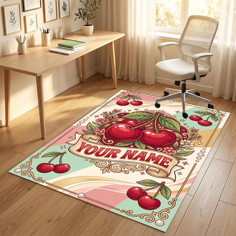 Floral Garden Theme Crystal Velvet Rug Personalized Custom Name Text Soft Floor Mat Home Decor