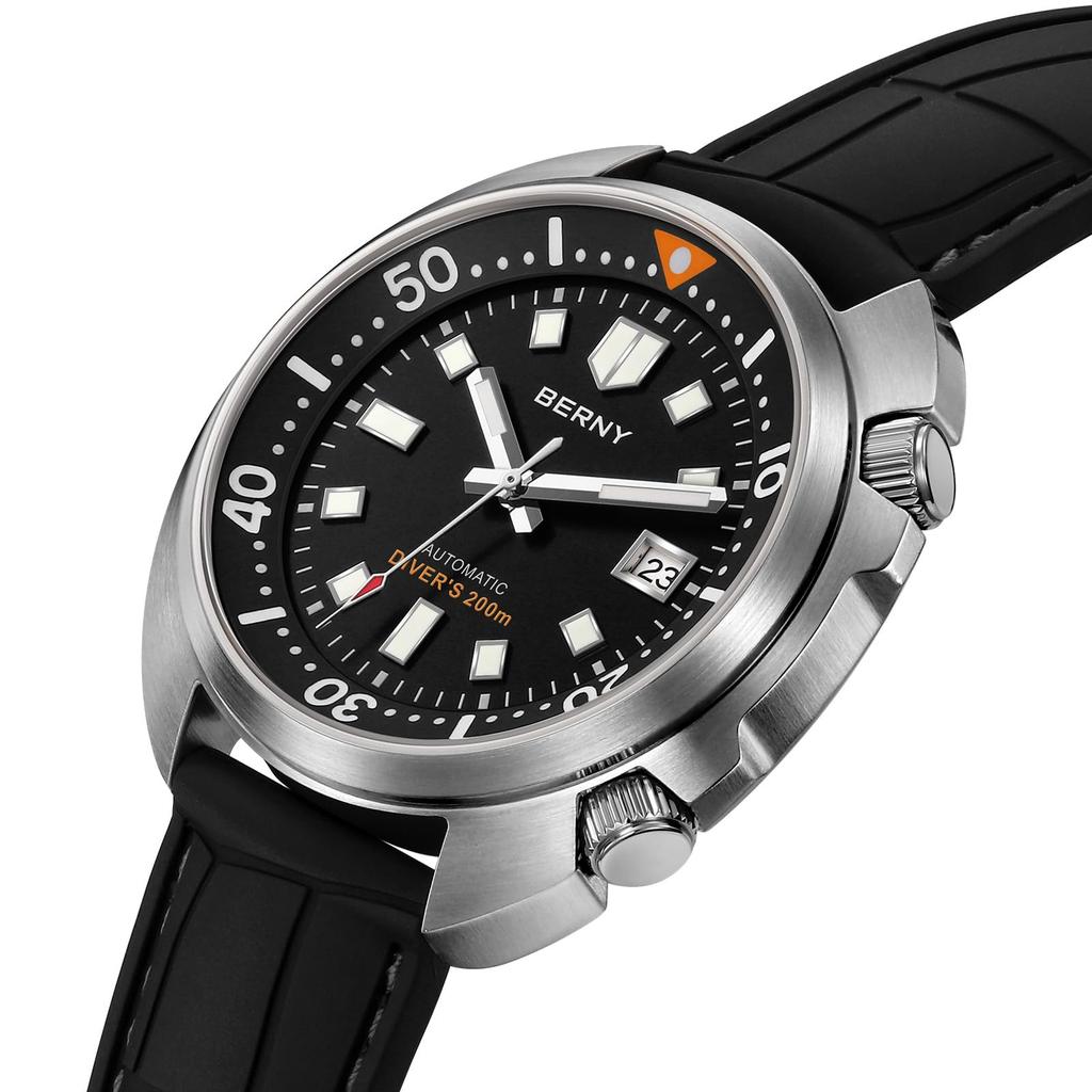 BERNY Manual și 200m Apă Safir Super Fluorocarbon Cauciuc La Mod Cadou de Ziua de Naștere Ceas pentru Bărbați, Automatic, Rezistent, Cristal cu Strat AR,