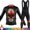 Men's Cycling Shirt Skull Thermal Jersey Bicycle Clothing Winter Set Man Termal Fleece Road Bikes Long Sleeve Mens Clothes Retro