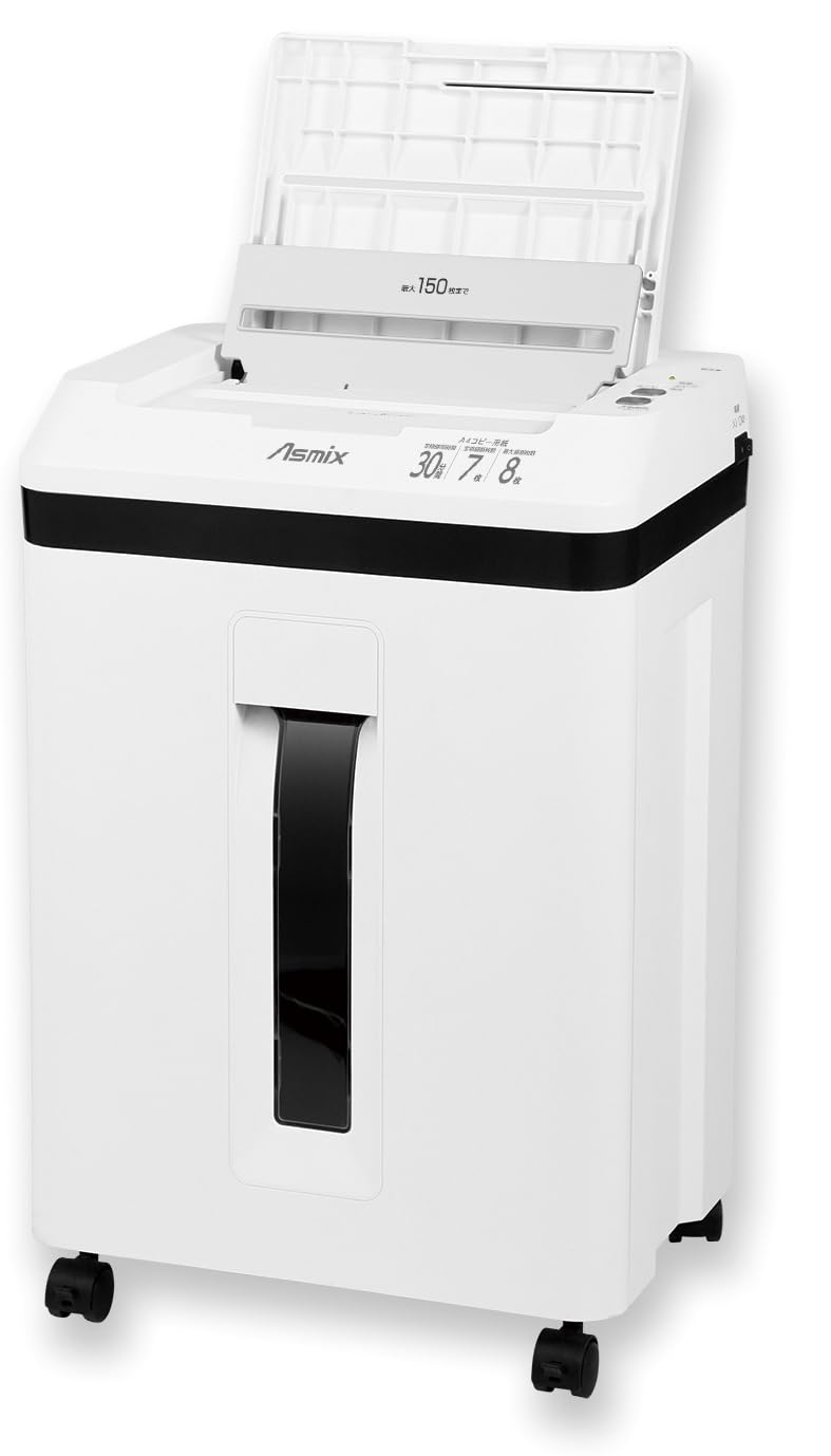 

Уничтожитель документов для коммерческого использования Microcut Autofeed SF402M Asuka Большая емкость 21 л Тихий компактный Автоматическое уничтожение 150 листов Asmix 30 минут непрерывной работы белый