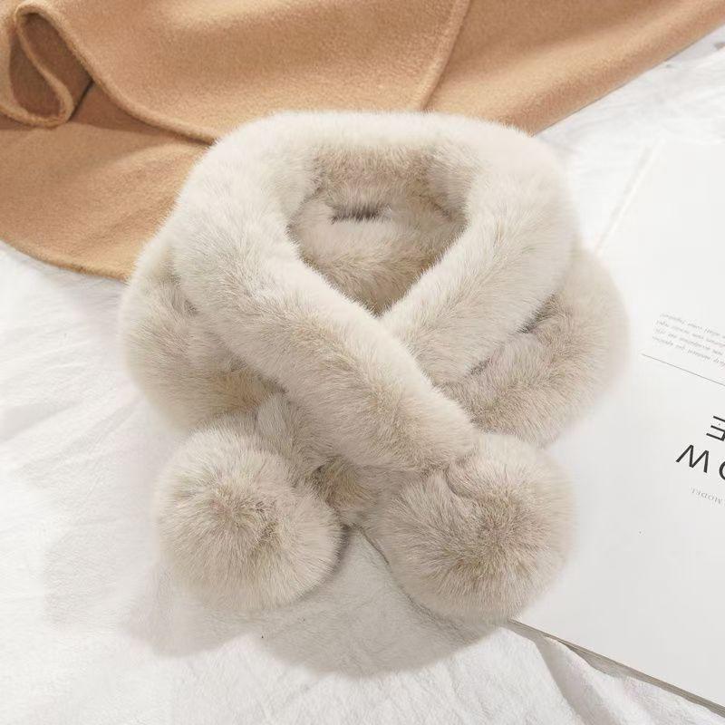 Winter Imitation Fur Cross Ball Scarf Imitation Rex Rabbit Hair Warm Fur Collar