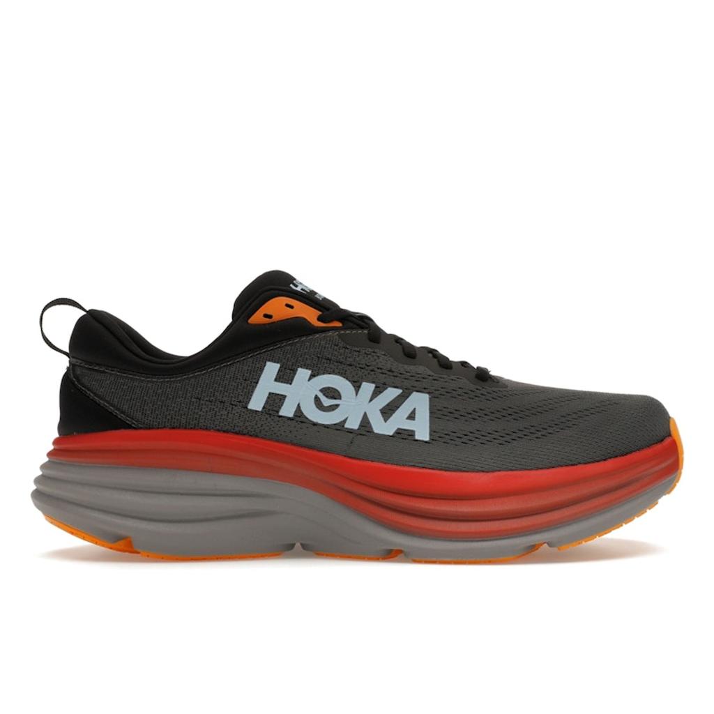 HOKA Bondi 8 Anthracite Blue Red Men Sneakers Grey Castlerock 1123202-ACTL
