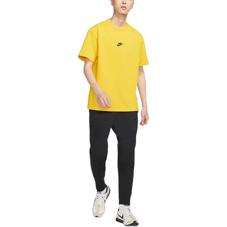 Nike Sportswear Premium Essentials Logo Crew Neck T-Shirt Men Tops Bright-Sulfur DO7393-709