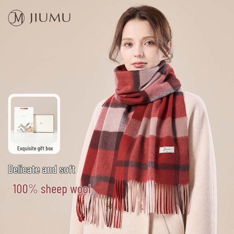 JIUMU Women's 100% Pure Wool Scarf and Shawl