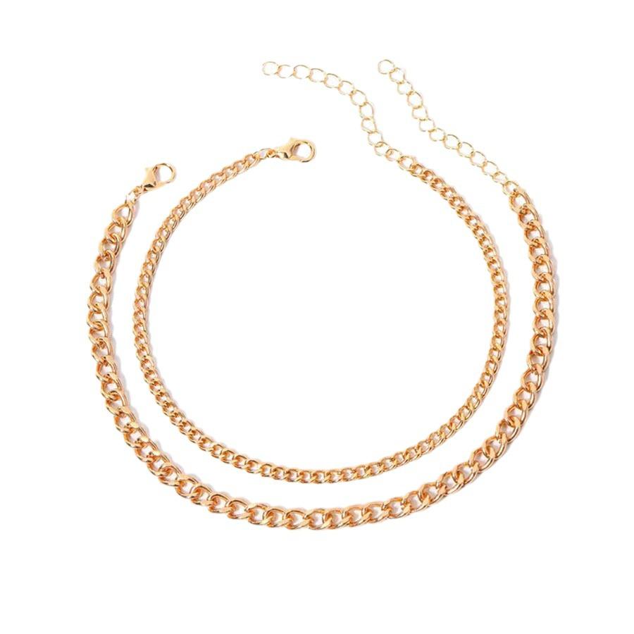 Elegant Double-Layer Cuban Chain Anklet for Women - Unique, Minimalist Beach Style Accessory