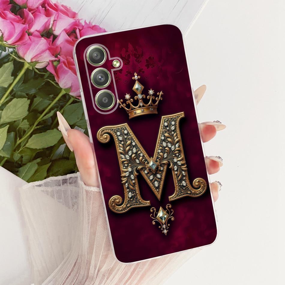 For Samsung Galaxy A54 Royal Crown Initial Letter Couple Phone Case For Samsung A54 5G SM-A546B Soft Silicone TPU Covers Bumpers