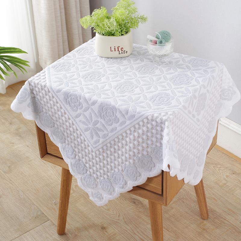 European White Lace Tablecloth Washing Machine TV Refrigerator Bedside Table Coffee Tables Dust Cover Multi-functional Festival Decorative Fabric