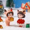 2Pcs Desk Decorations Christmas Couple Figurines Boy Girl Miniature Ornaments  Gift