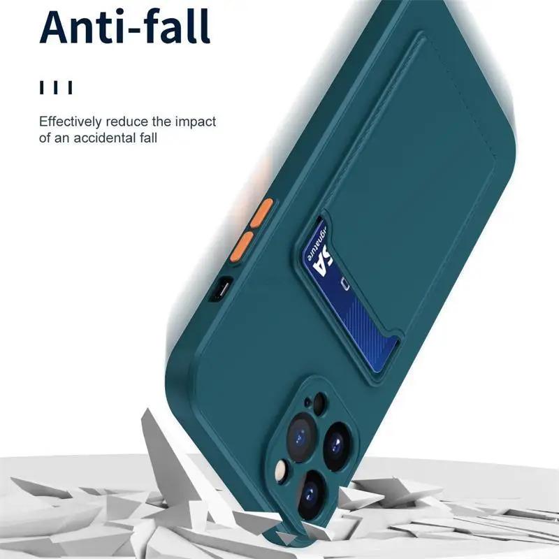 For Iphone 13 13Pro Pro Max ProMax 12 11 X XS XSMax XR 12Pro 11Pro 13ProMax Card Holder Wallet Coque Shockproof Silicone Cover