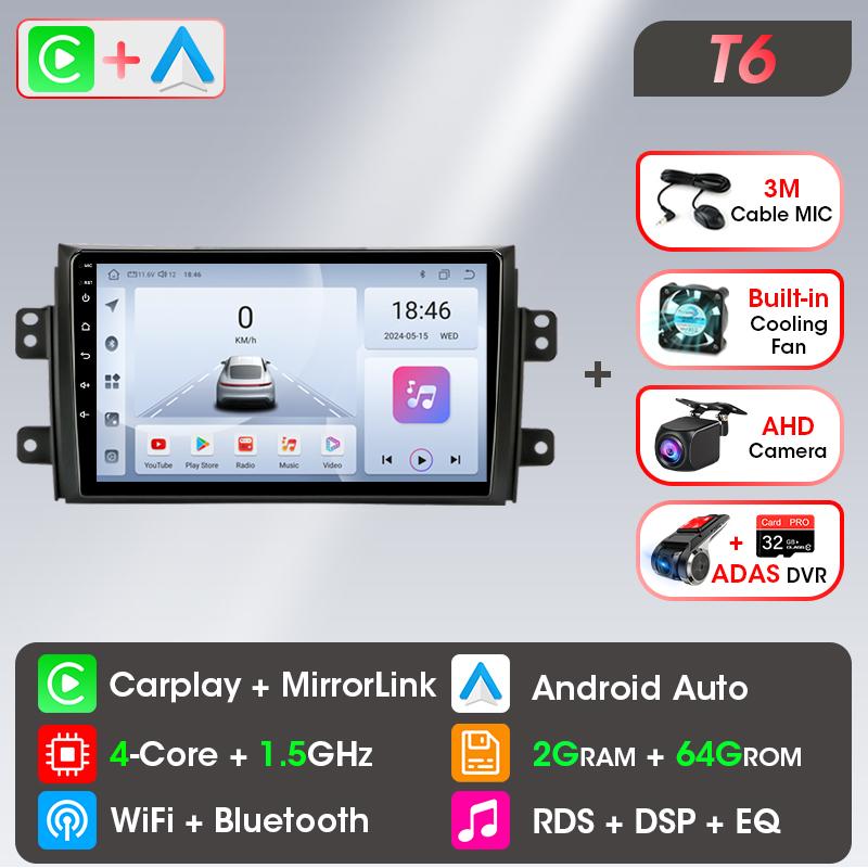 Srnubi 2Din Android autoradio pour Suzuki SX4 2006-2013 sans fil Carplay Android Auto lecteur multimédia Navigation GPS unité centrale