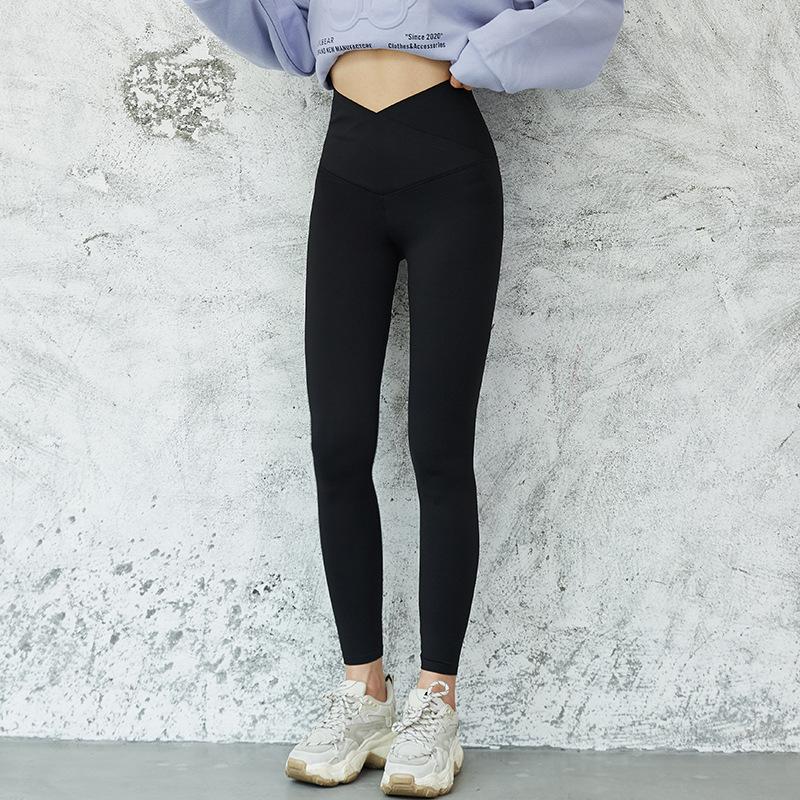 Fashion Casual Comfort Versatile Autumn and Winter High-waisted Non-marking Abdominal Lifting Hip Thinning Outside Wearing Cross Yoga Pants Female