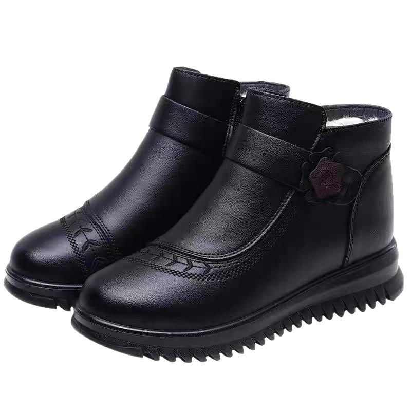 2025 Winter Mutter Baumwollschuhe weiche Lederschuhe Wolle Mittelalterliche und ältere Damen Stiefeletten Samt warm ältere Großmutter rutschfeste Schuhe