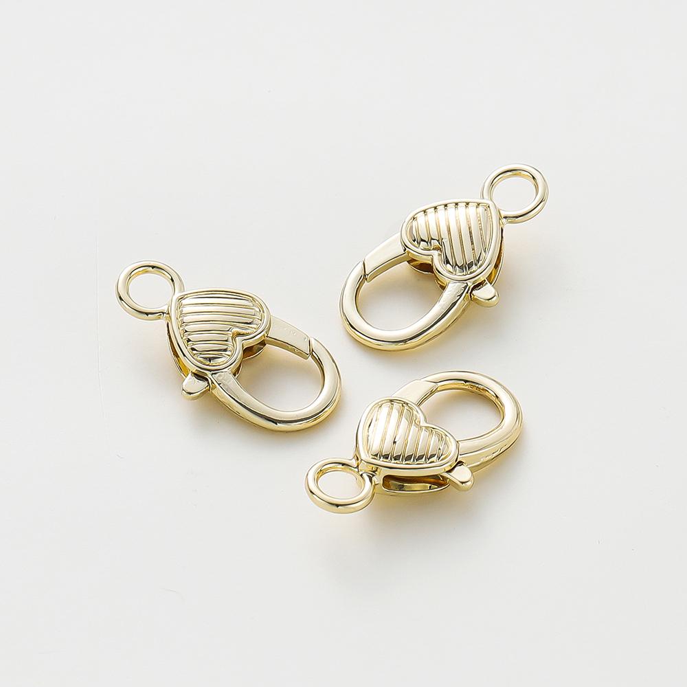 5pcs/lot 14K 18K Gold Color Plated Love Heart Lobster Clasps Necklace Chain End Connectors For DIY Jewelry Making Findings