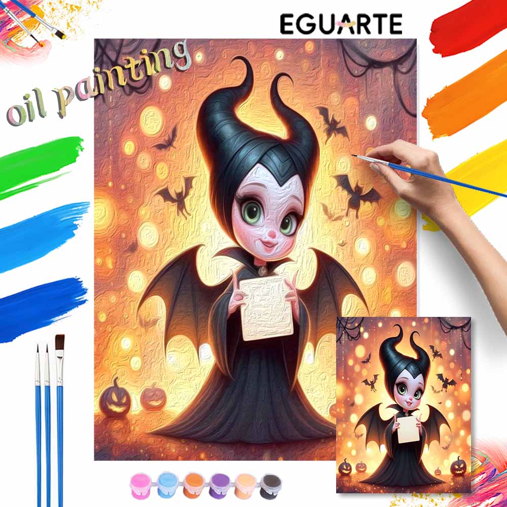 Disney DIY Painting Kit Maleficent Art Classic Style Home Decor Craft Gift Idea Canvas Wall Decor Personalized Paint by Number Set Gift