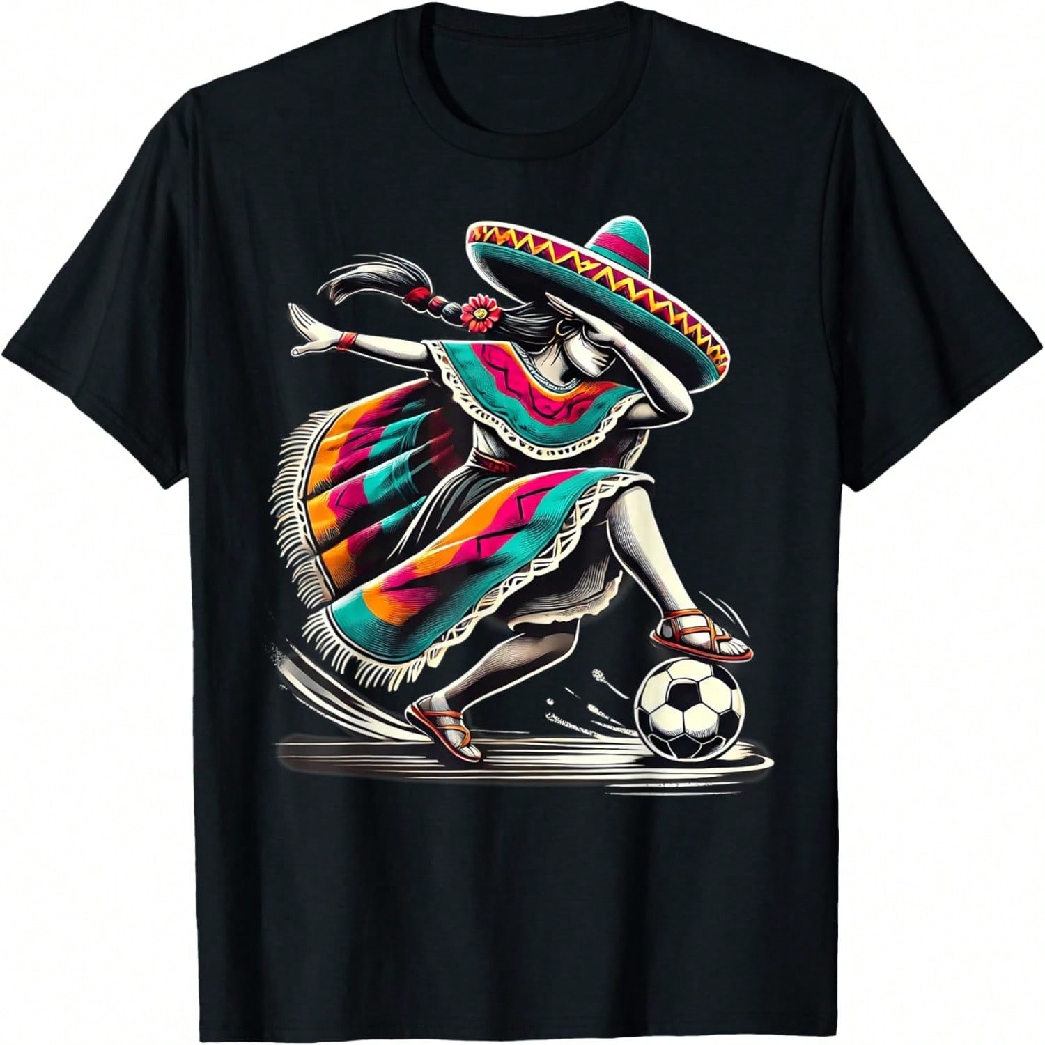 Mexican Girl Soccer Wounisex Poncho - Chica Futbolista Mexicana T-Shirt S разноцветный