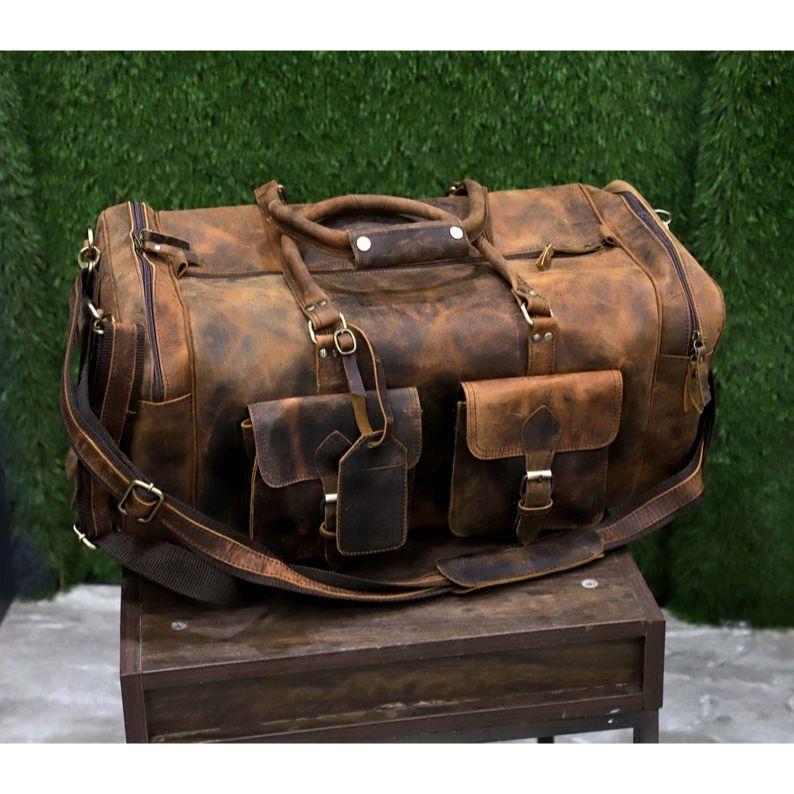 Duffel Bag Man, Leather Travel Duffle Bag, Overnight Weekender Bag, Gym Duffel, Christmas Gift