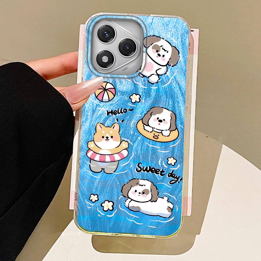 Purple Graffiti Cute Face Camlet Texture Phone Case for Honor 400 200 Pro Magic7 6 5 Lite X9a X9c X8b X8a X8c Silicone TPU Cover