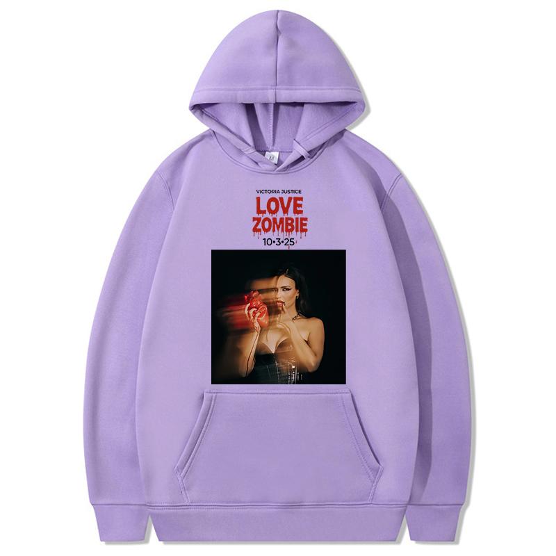 Victoria Justice Love Zombie Graphic Hoodies Man Fashion Casual Long Sleeve Sweatshirts Unisex High Street Y2K Hoody Pullovers