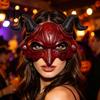 Maschera di Halloween Stile Vintage Maschera con Corna di Demone, Accessorio Cosplay Testa di Diavolo, Maschera Morbida in Schiuma per Festa di Maschera, Accessorio Costume Horror di Carnevale, Scherzetto o