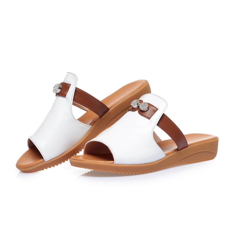 Fashion AIYUQI Women's Slippers Wedge 2025 New Genuine Leather Women Summer Slippers Mom Large Size 41 42 43 Anti-Slip Women Slippers