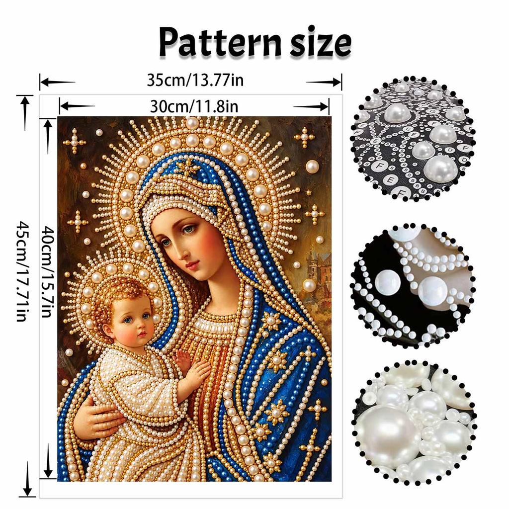 DIY Virgin Mary Pearl and Diamond Painting Kit. suitable for beginners. religious wall decoration. handmade gift.