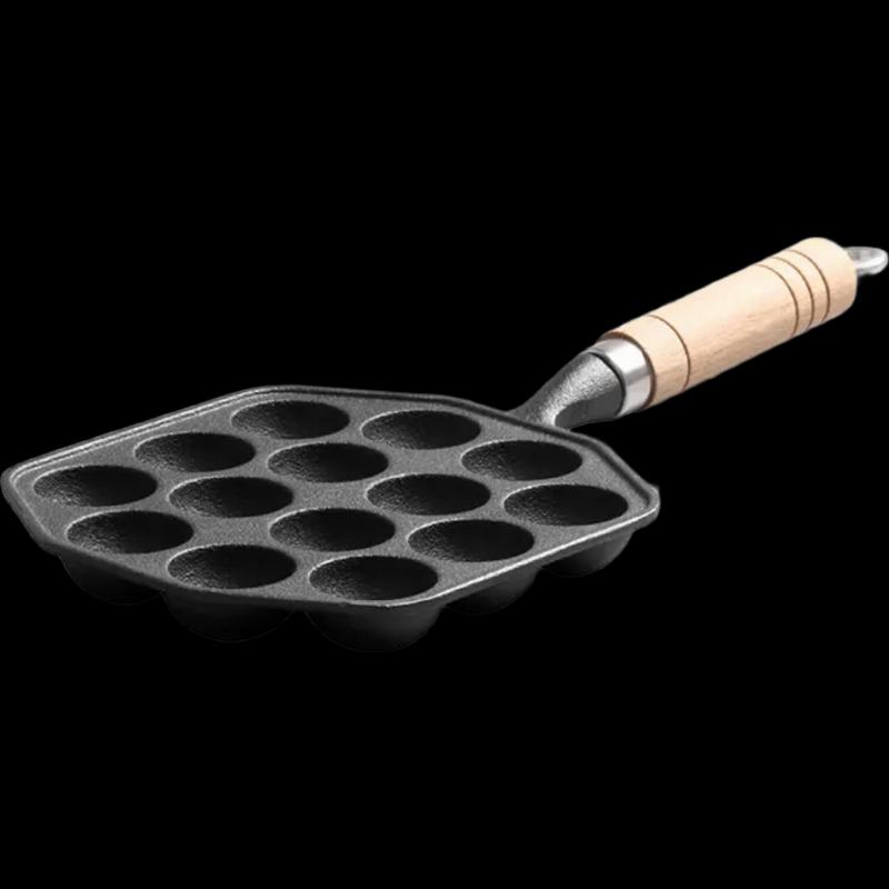 ZISIZ 14-Hole Cast Iron Meatball & Takoyaki Pan