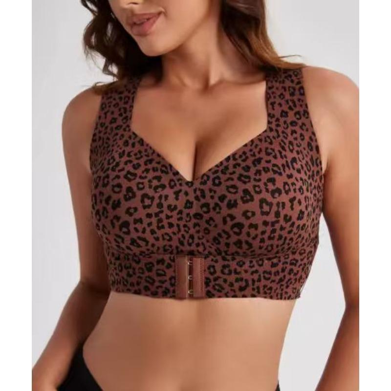 Drahtloser stützender Sport-BH Übergröße Push-Up Atmungsaktiv 3XL braun