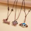 Leather oil dripping puppy adjustable pendant sweater chain cartoon cute childlike necklace