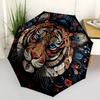 1pc Tiger Mandala Automatic Open/close Folding Compact Umbrella, 8-Rib Sturdy Canopy, Lightweight Portable, Everyday Use, Gift, Outdoor Umbrella, Trav