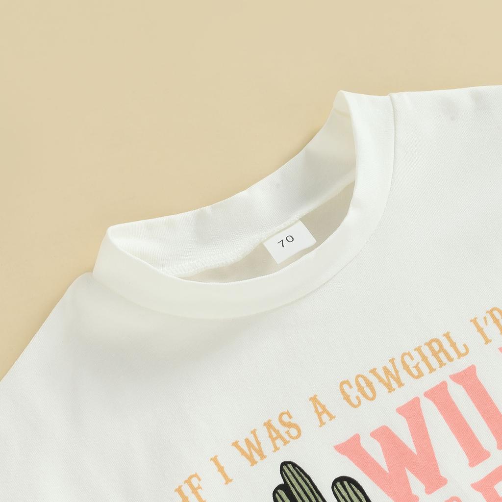 Infant Baby Girls Romper Western Style Letter Cactus Cowgirl Hat Print Short Sleeve Crew Neck Jumpsuits Summer Casual Bodysuits