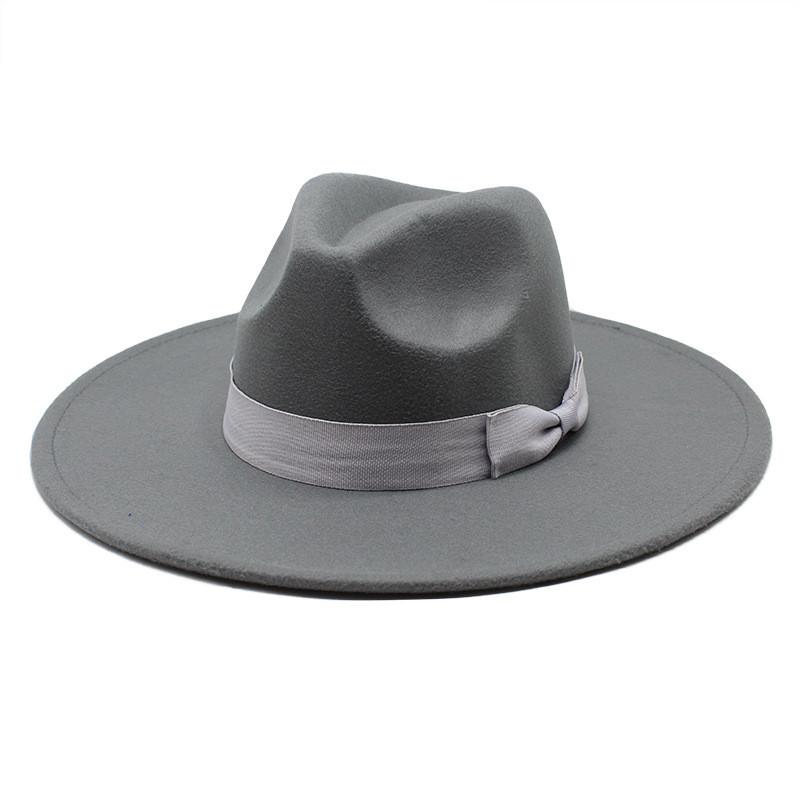 Wool Felt Hat With Large Brim And Bow For Retro Festival Wear